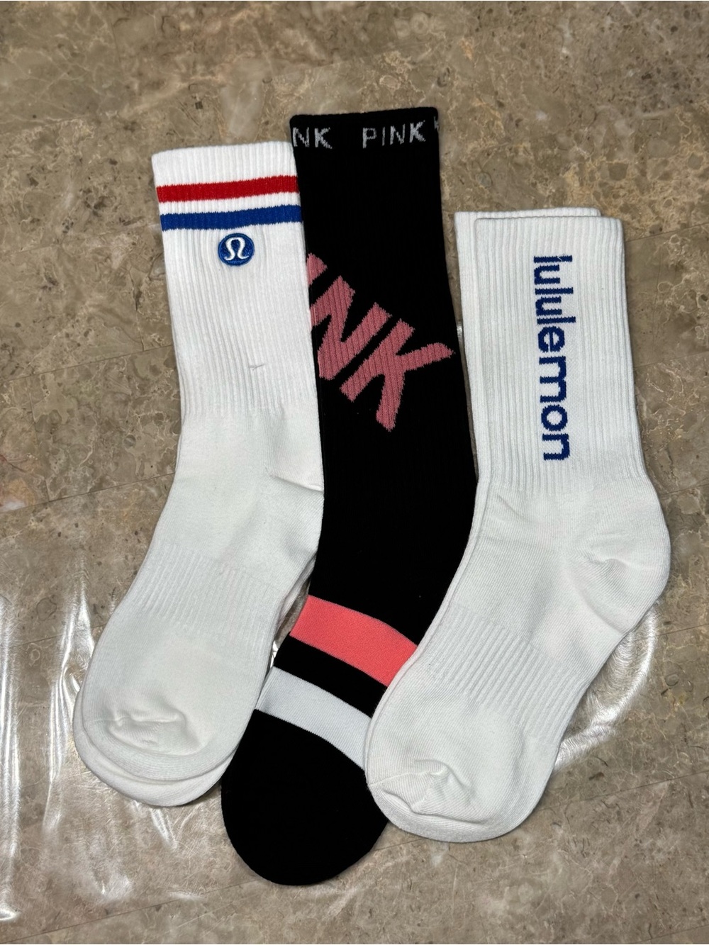 New Women’s Lululemon Athletica Socks and Pink sock set
3 pairs Size Medium